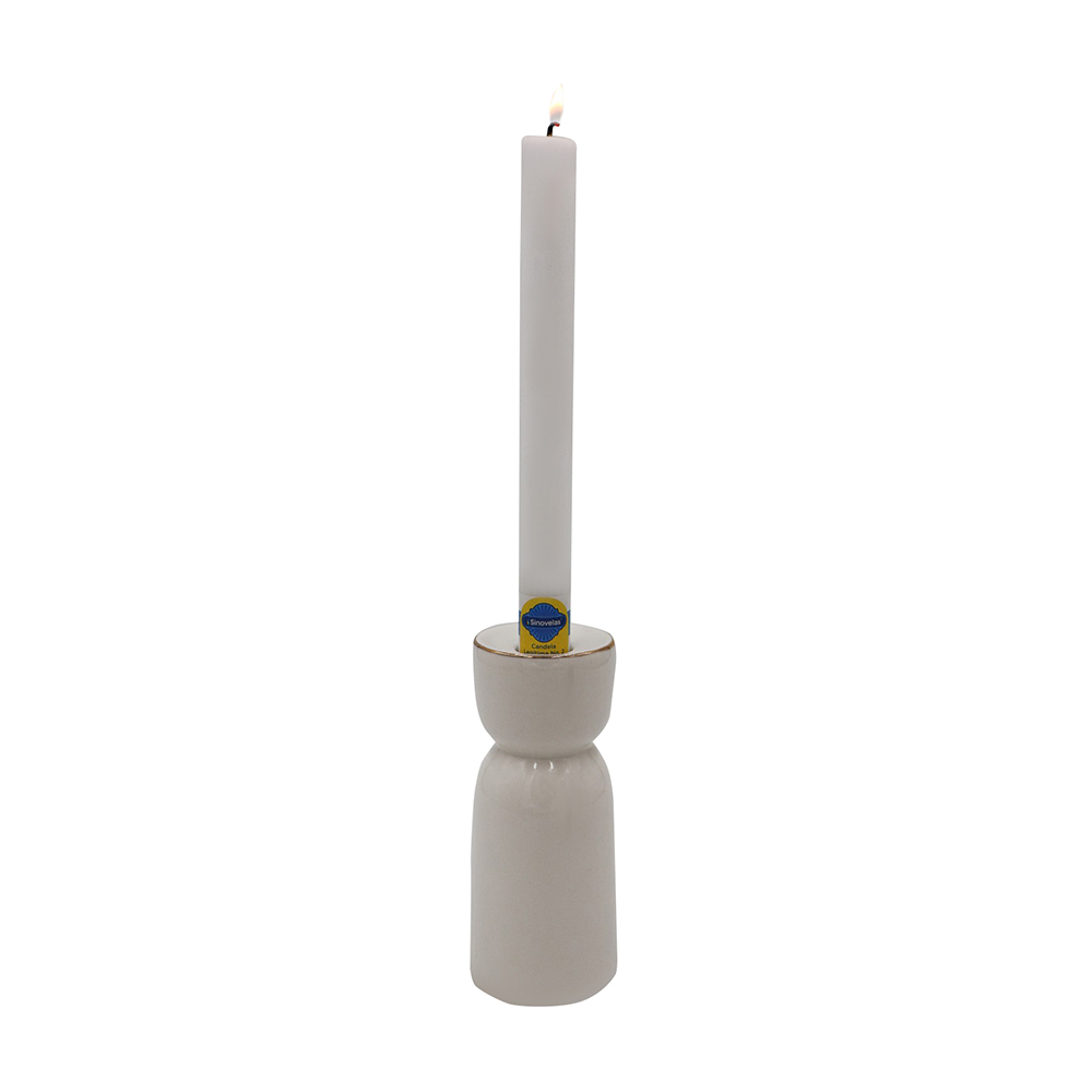 Candelero Alto Blanco Linea Dorada image number 1