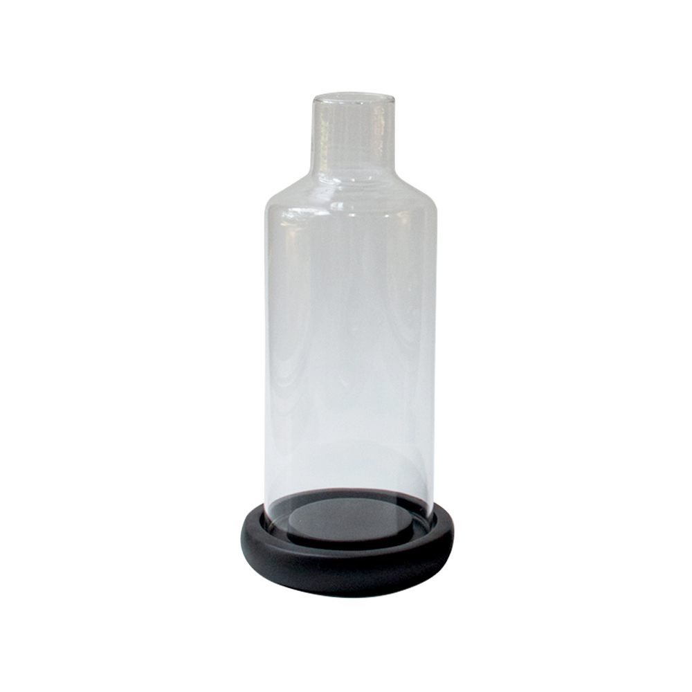 Candelero Cristal Base De Madera Grande