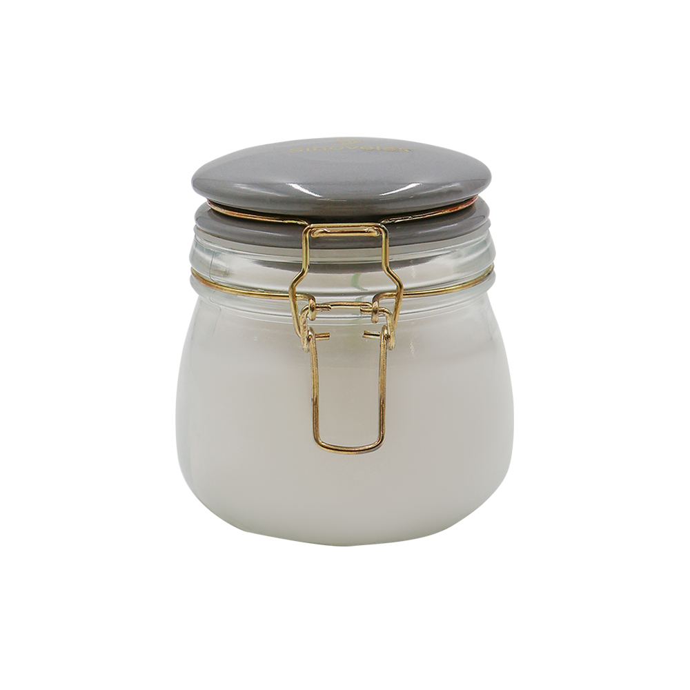 Veladora Tarro con Clip Gris Vainilla