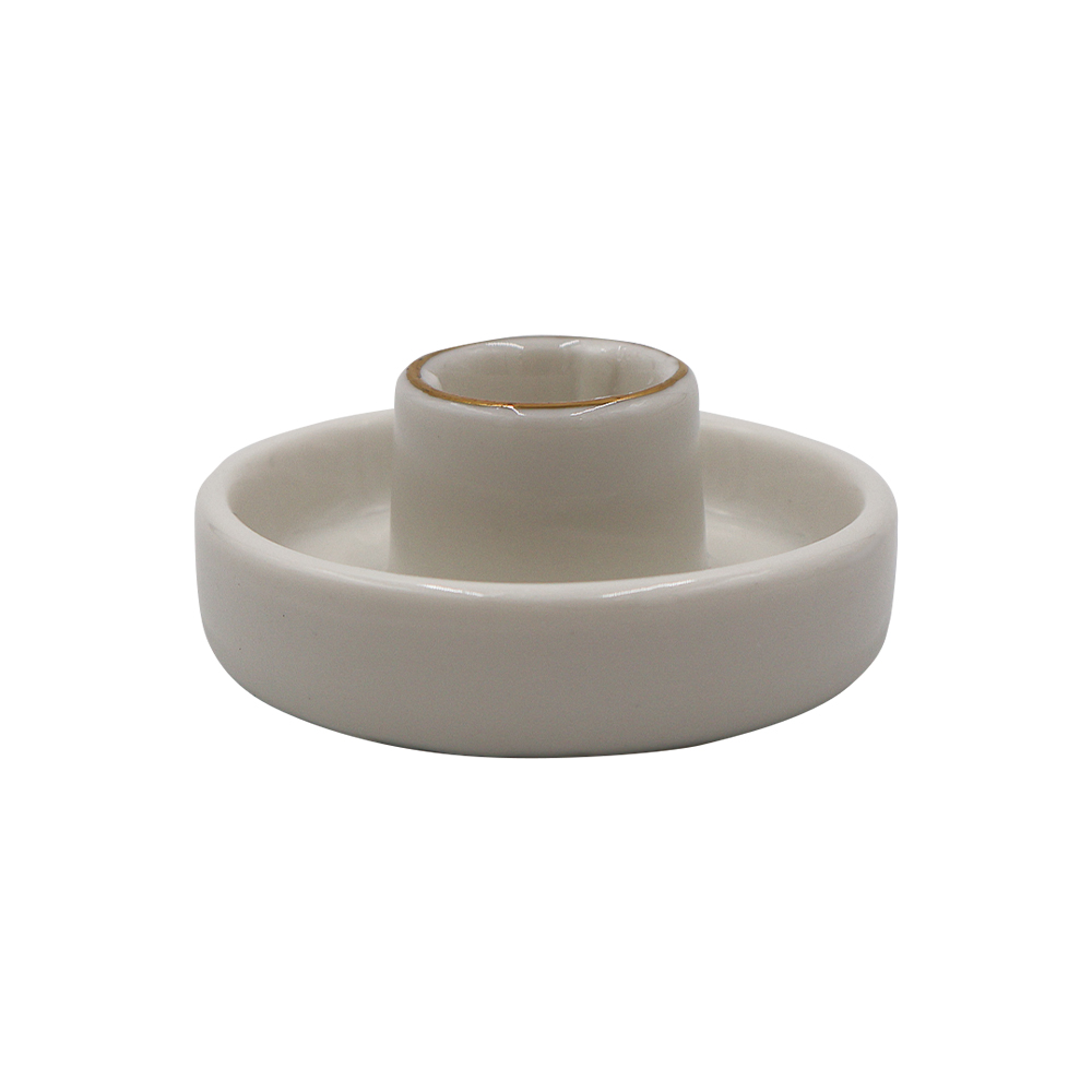 Candelero Plano Peque&ntilde;o blanco linea dorada image number 0
