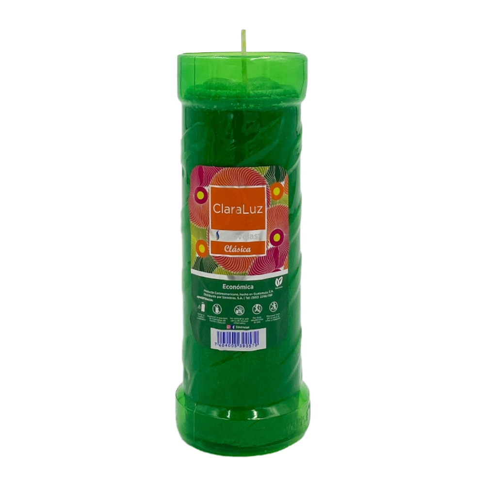 Veladora Claraluz Cl&aacute;sica Verde