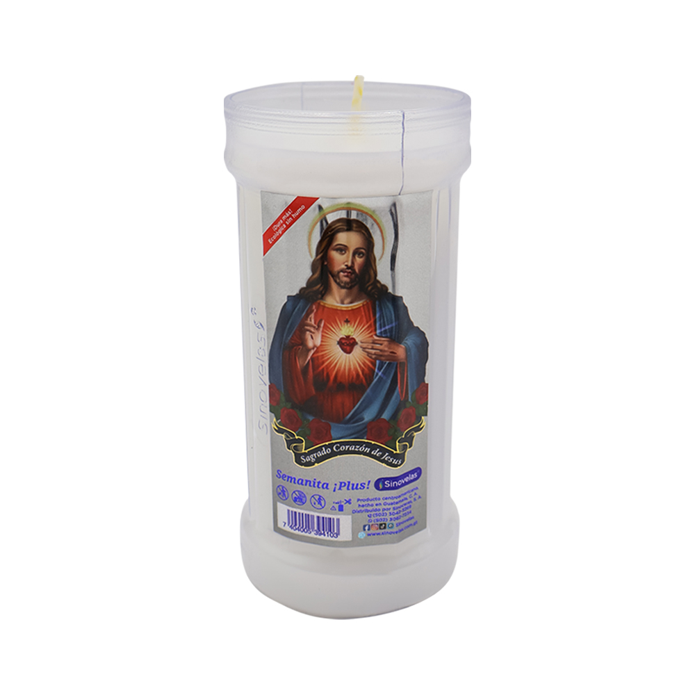 Veladora Sinovelas Semanita Plus Sagrado Coraz&oacute;n de Jes&uacute;s
