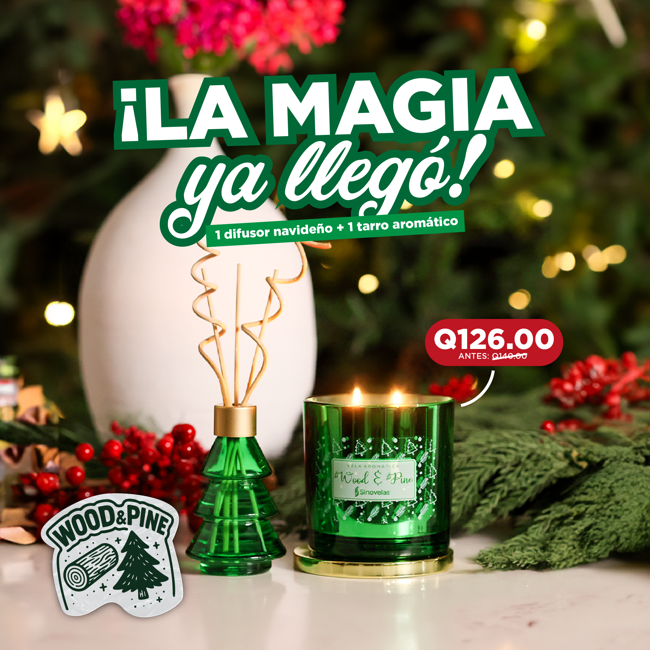 Set de tarro arom&aacute;tico + difusor navide&ntilde;o Christmas Cookies