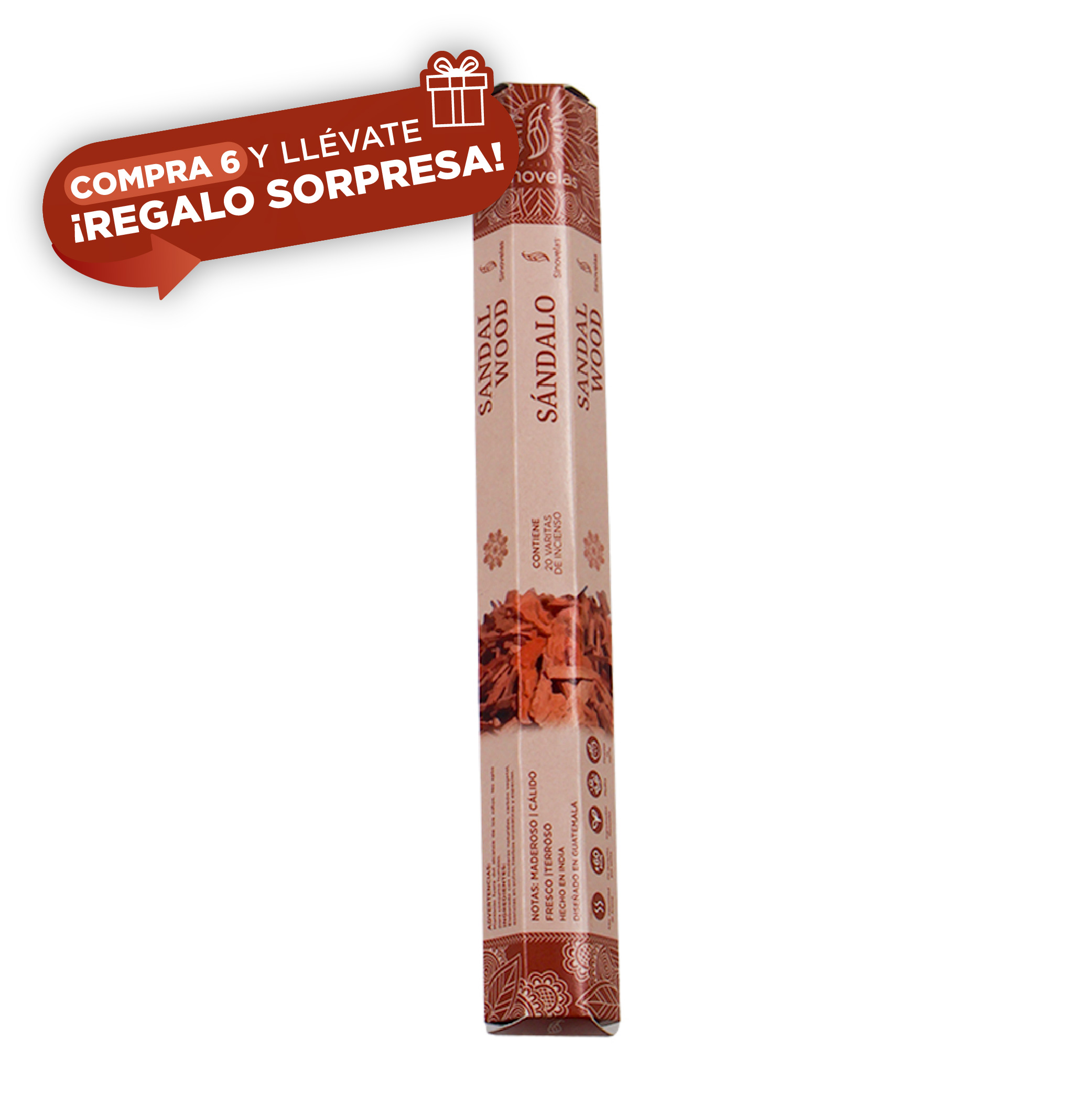 Incienso S&aacute;ndalo Empaque Hexagonal 20 u