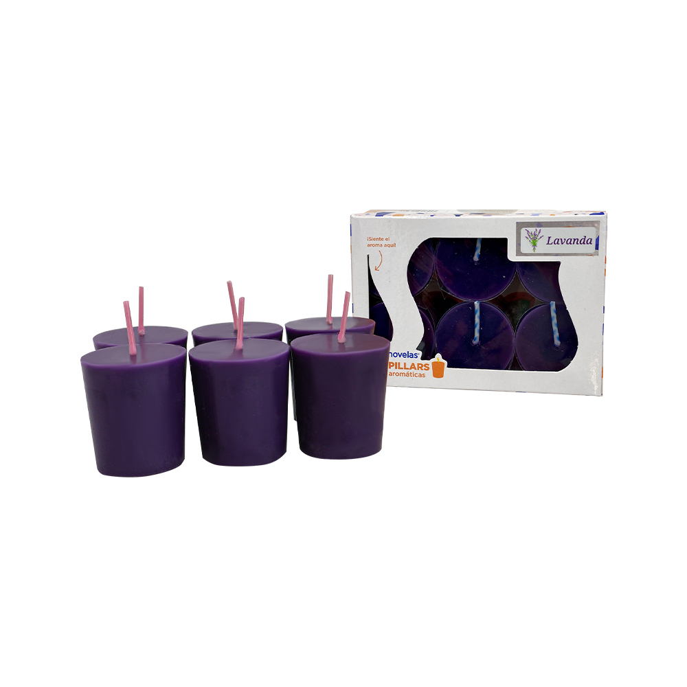 Veladora Mini Pillar Morado Lavanda (6 uds)