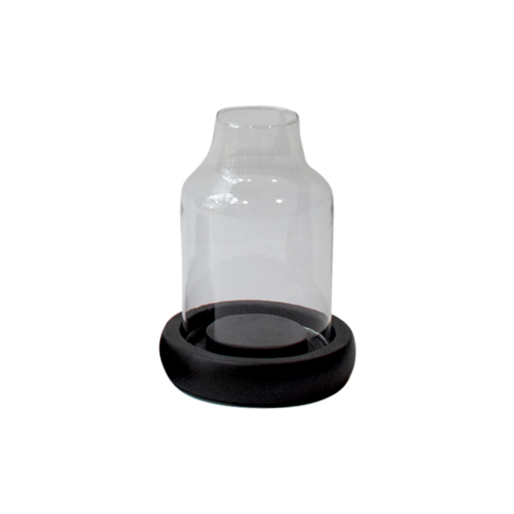 Candelero Cristal Base De Madera Peque&ntilde;o