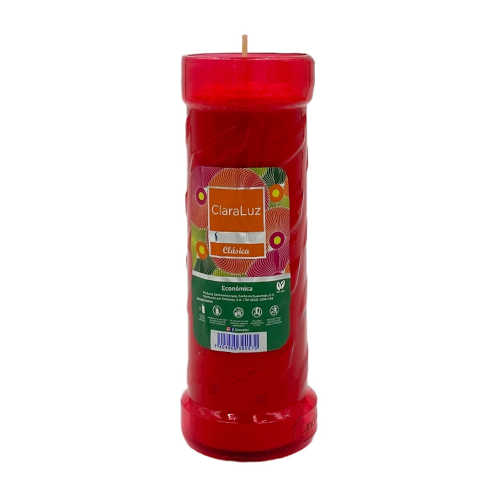 Veladora Claraluz Cl&aacute;sica Roja