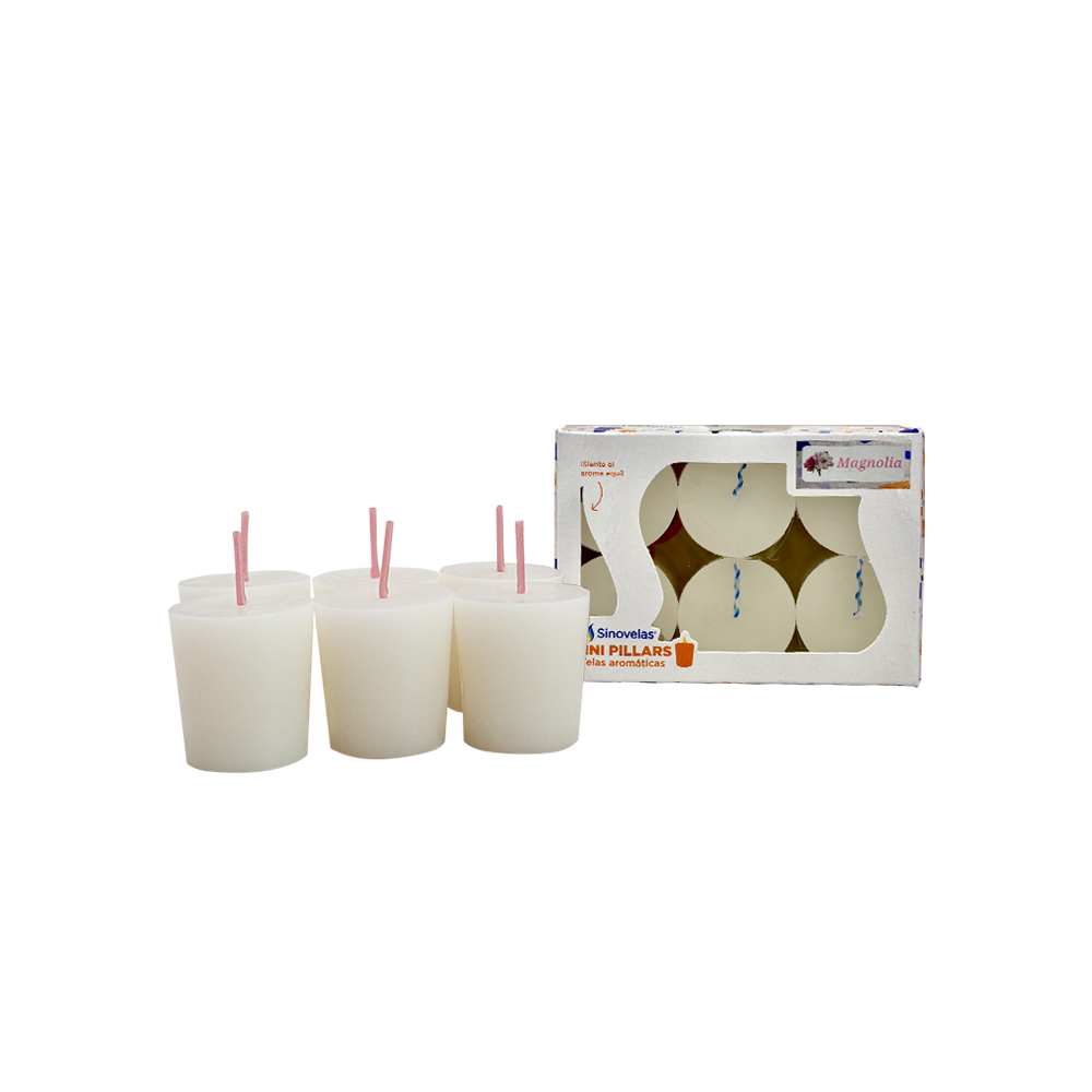 Veladora Mini Pillar Blanco Magnolia (6 uds)