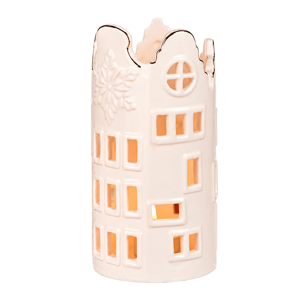 Casa blanca alta con Tealight (porcelana)