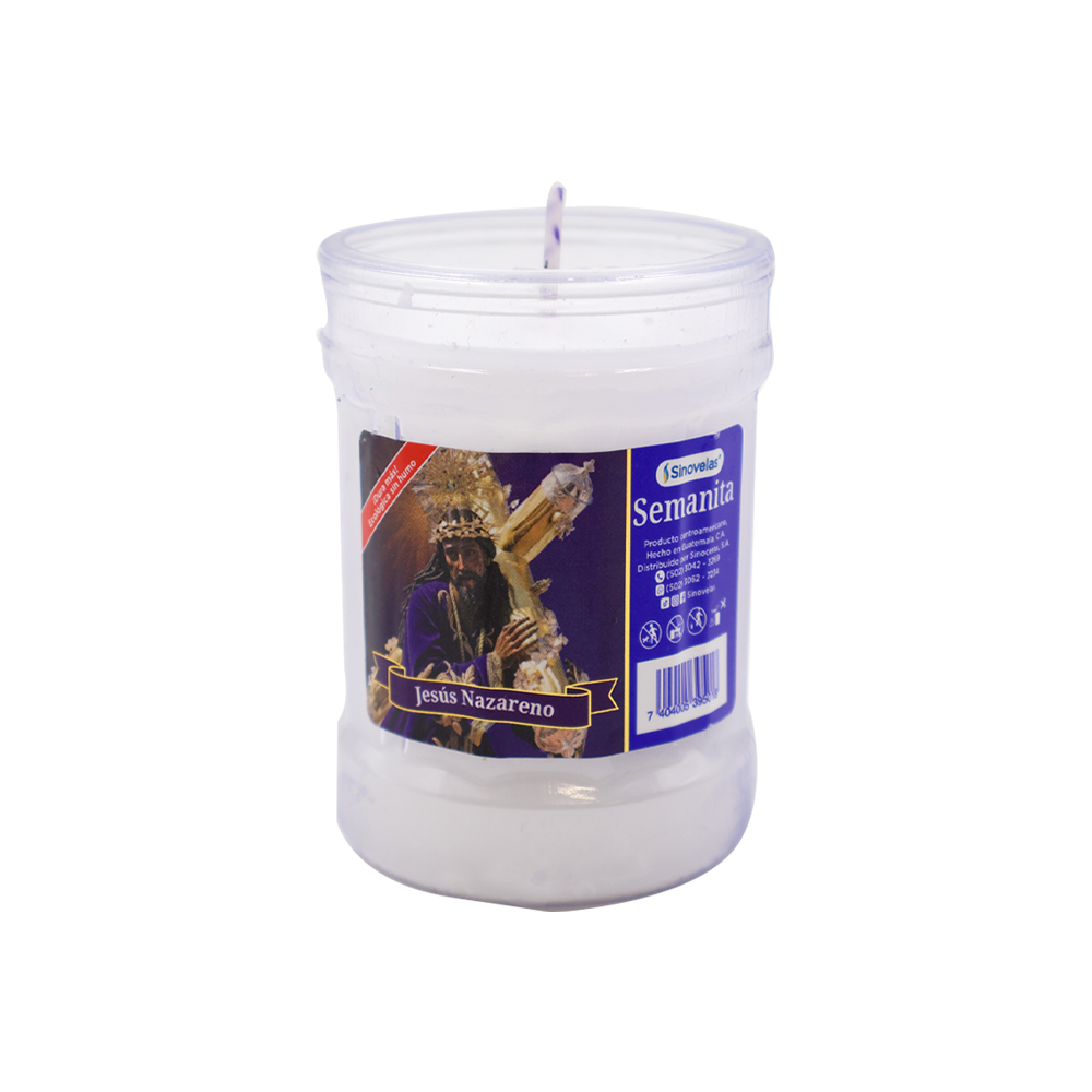 Veladora Semanita Blanco Jesus Nazareno