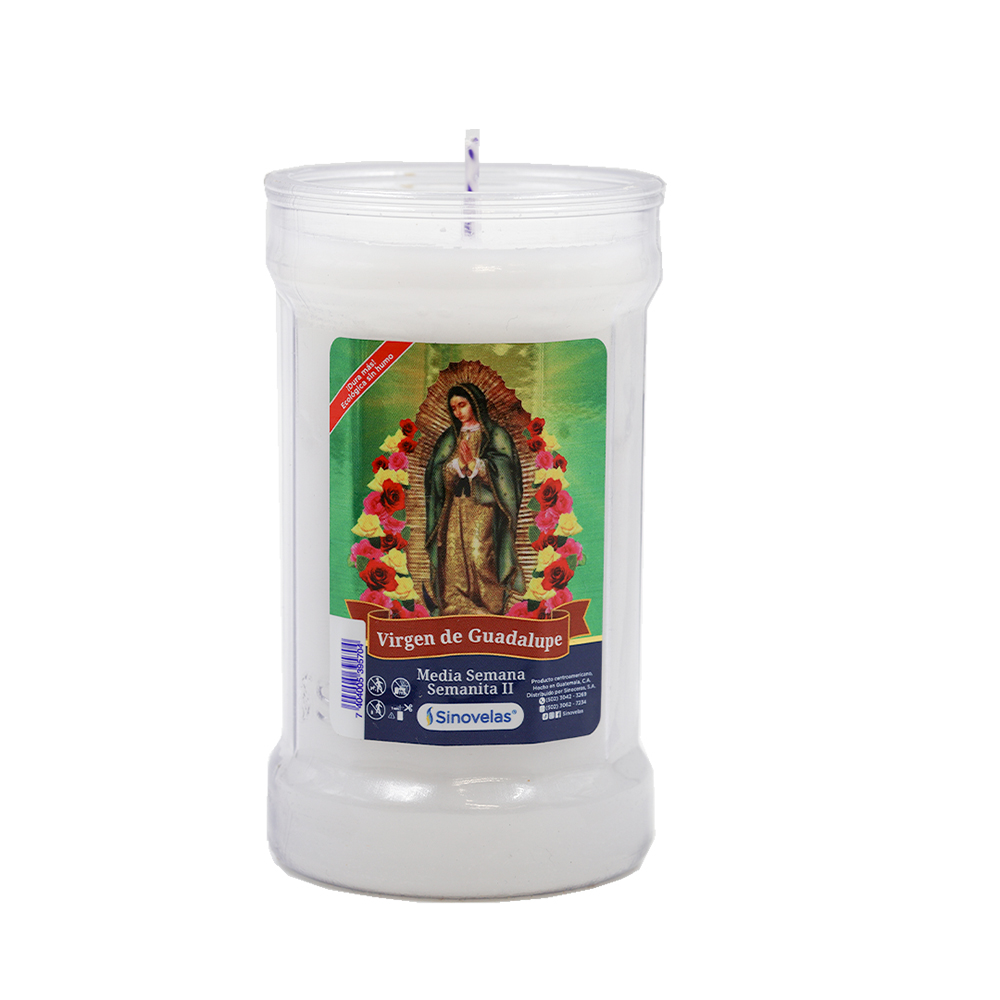 Veladora Semanita 2 Blanco Virgen de Guadalupe