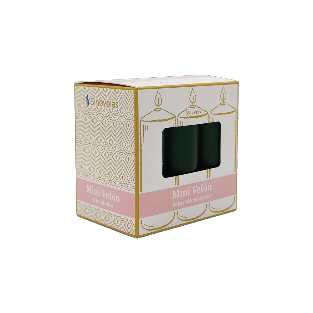 Veladora Mini Vel&oacute;n Verde. Caja con 6 unidades. image number 2