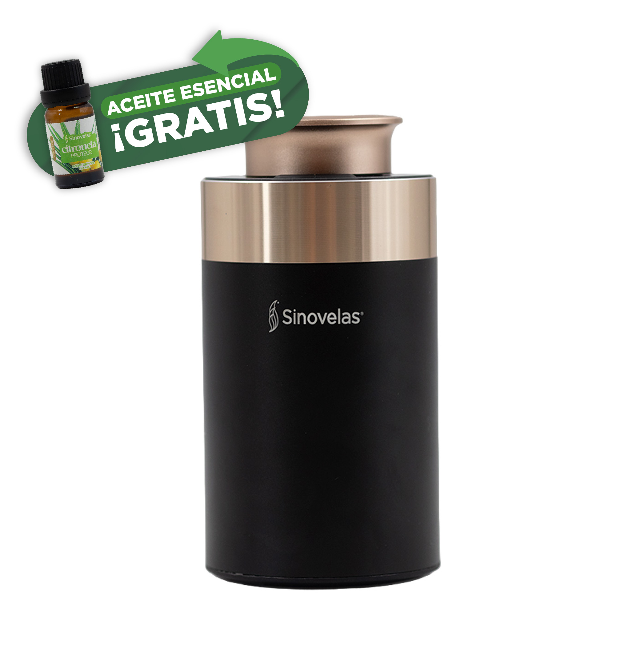 Difusor El&eacute;ctrico Negro Dorado para Aceite Esencial 10 ml