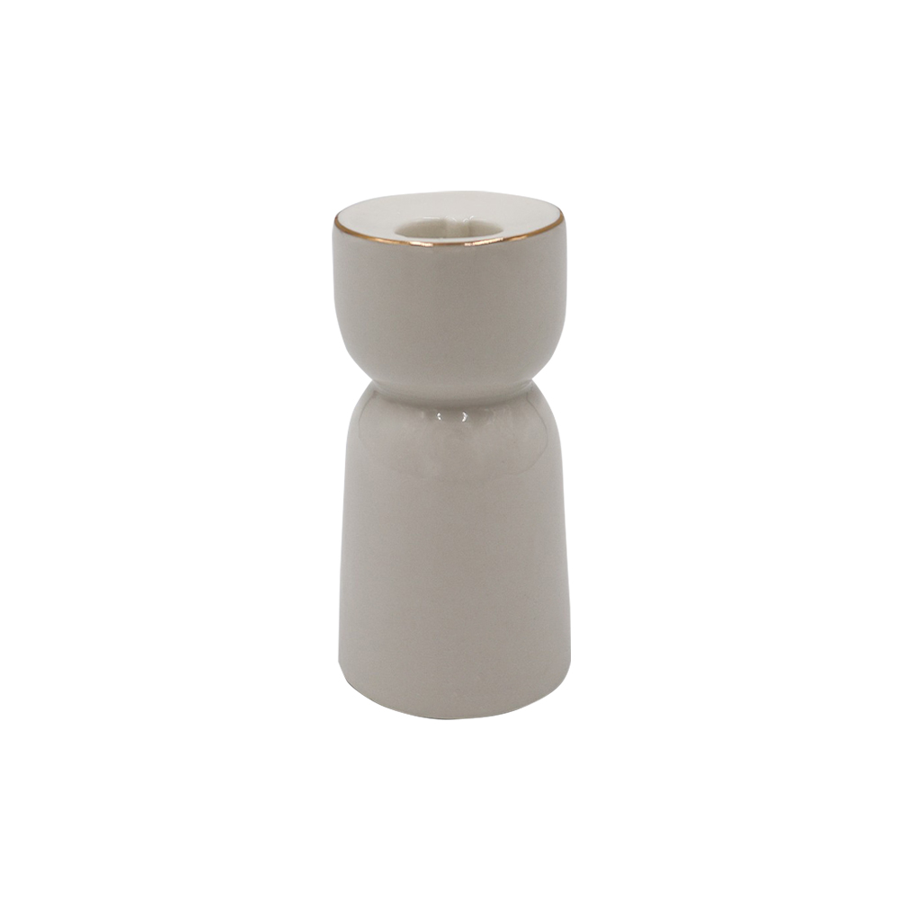 Candelero Peque&ntilde;o Blanco L&iacute;nea Dorada