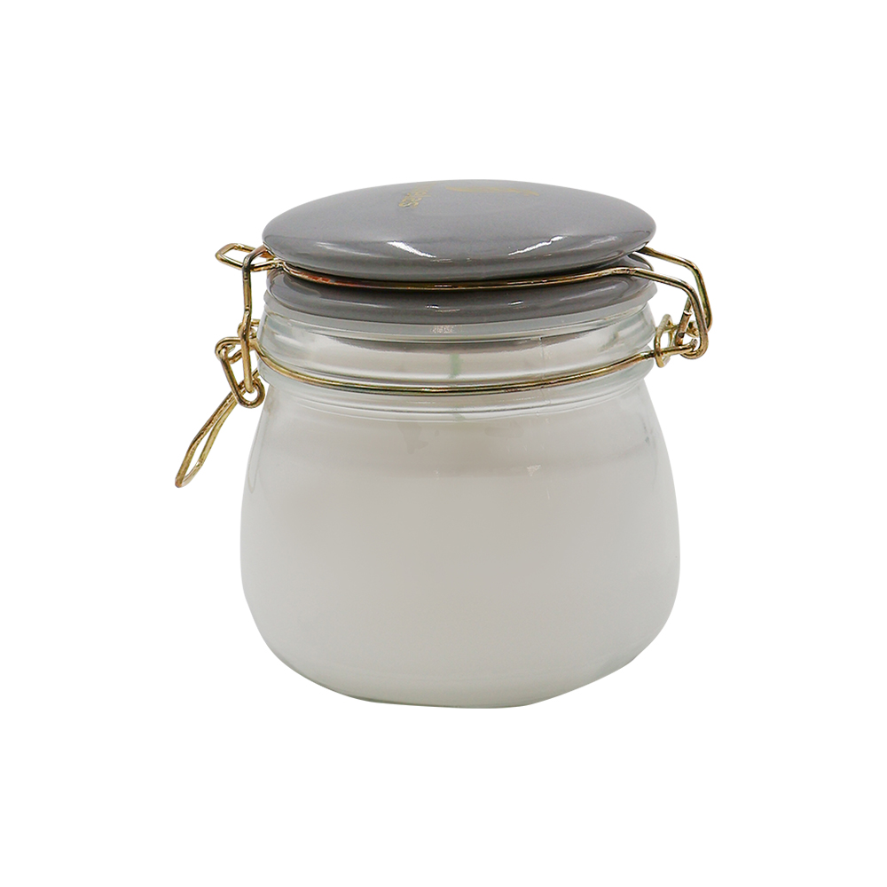 Veladora Tarro con Clip Gris Vainilla image number 1