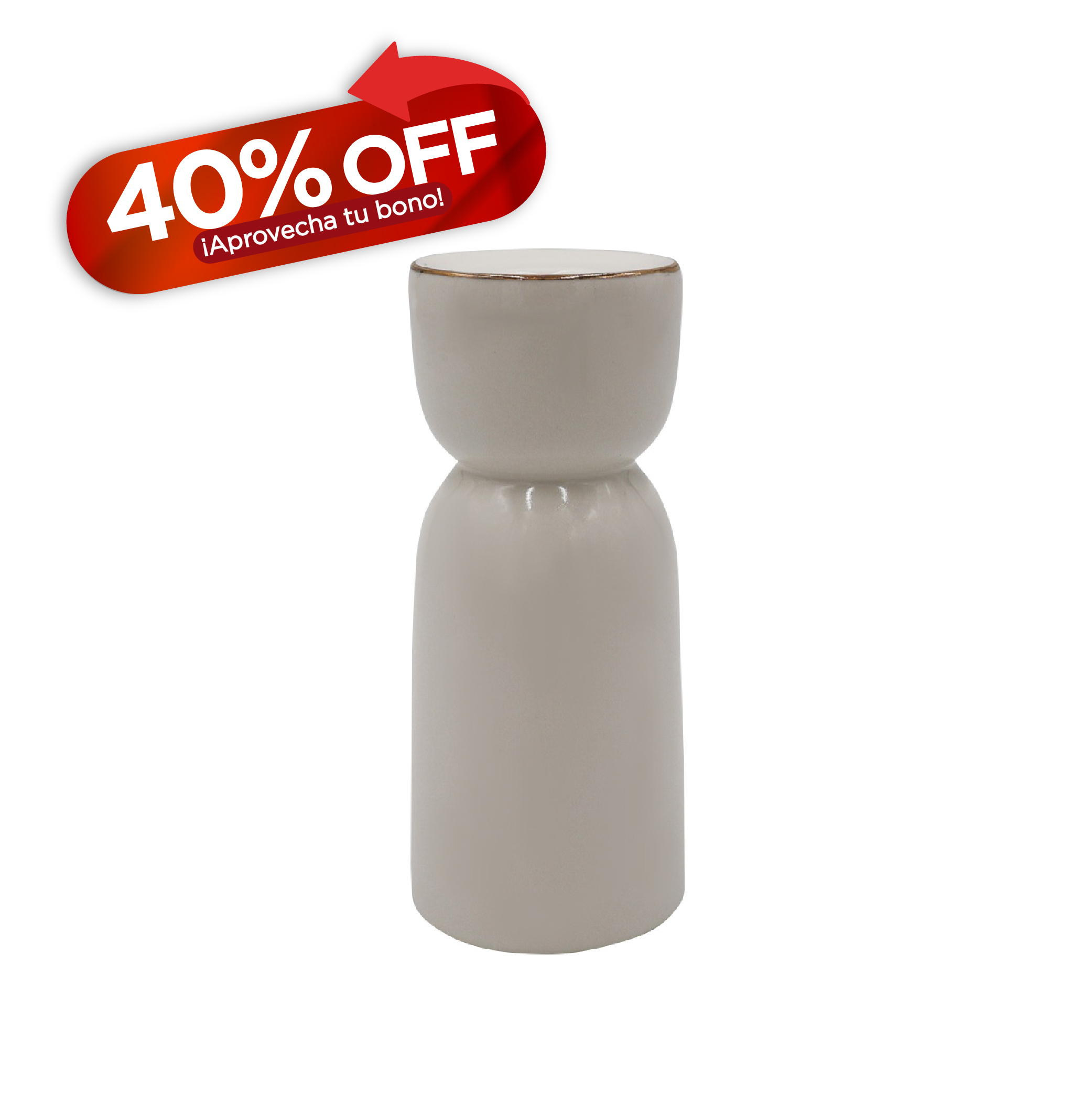 Candelero Alto Blanco Linea Dorada