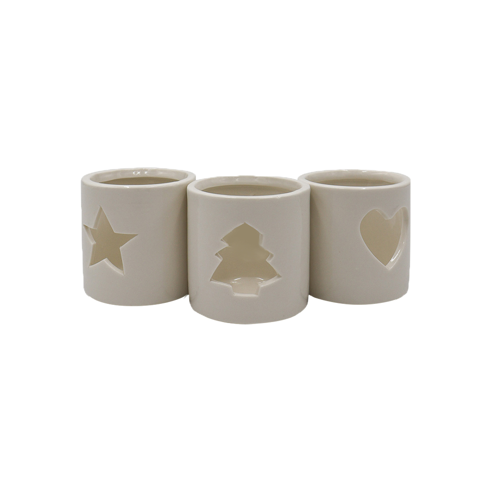 Set de 3 Candeleros (coraz&oacute;n, arbol y estrella)