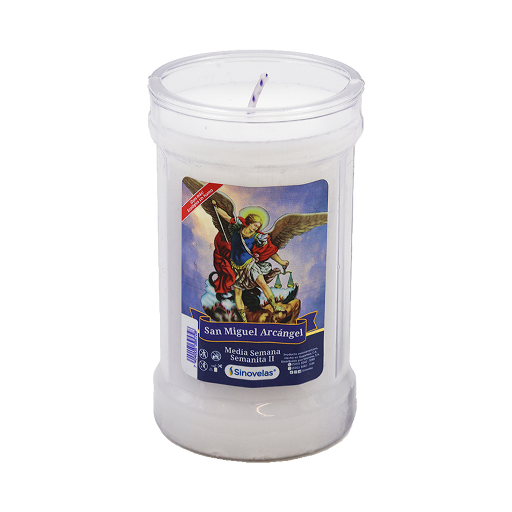 Veladora Semanita 2 Blanco San Miguel Arcangel image number 3