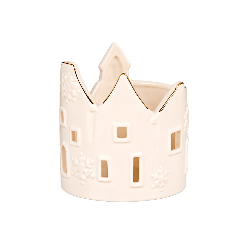 Casa blanca mediana con Tealight (porcelana)