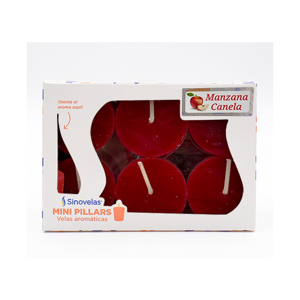 Veladora Mini Pillar Rojo Manzana Canela (6 uds) image number 2