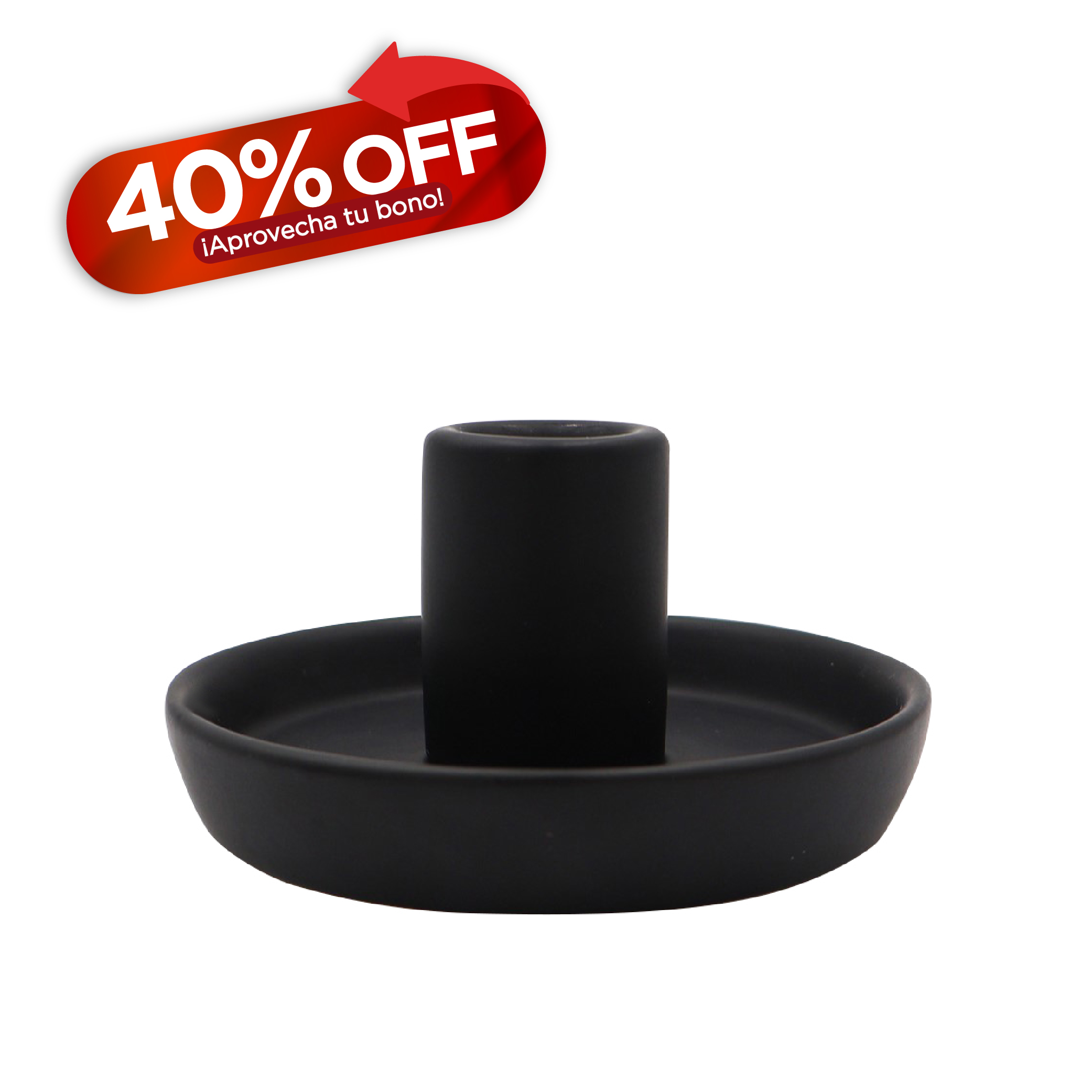 Candelero Plano Grande Negro