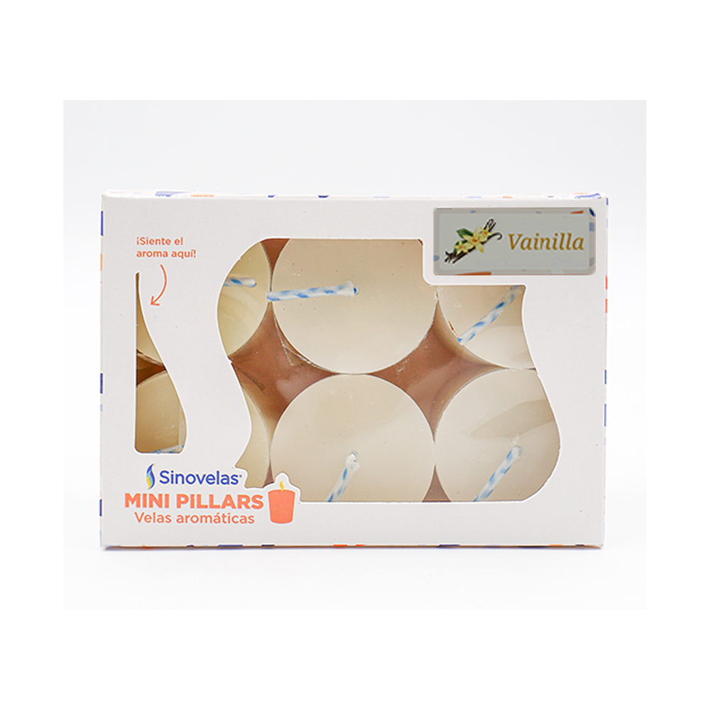 Veladora Mini Pillar Blanco Vainilla (6 uds) image number 2