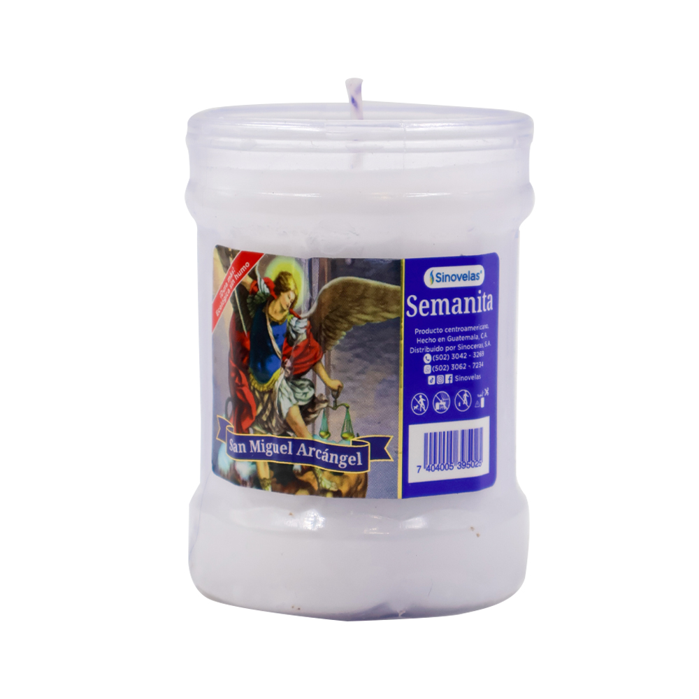 Veladora Semanita Blanco San Miguel Arcangel
