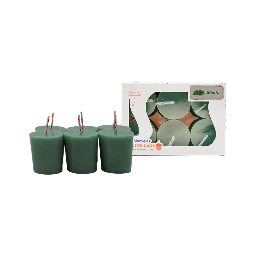 Veladora Mini Pillar Verde Menta (6 uds)
