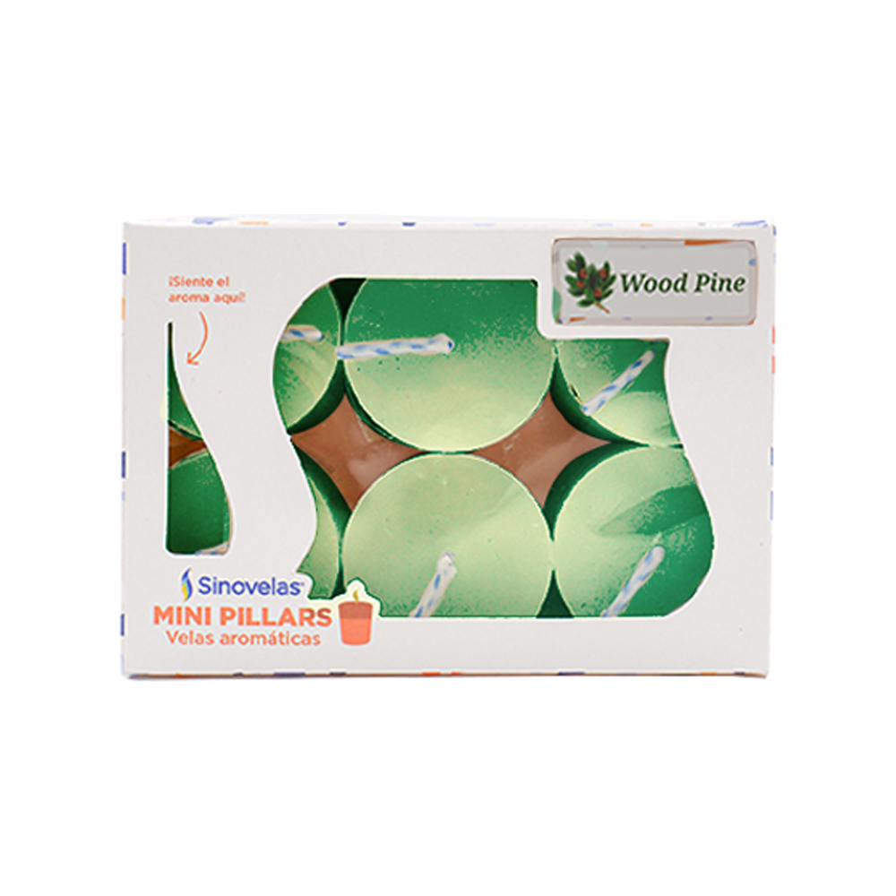 Veladora Mini Pillar Verde Pino (6 uds) image number 2