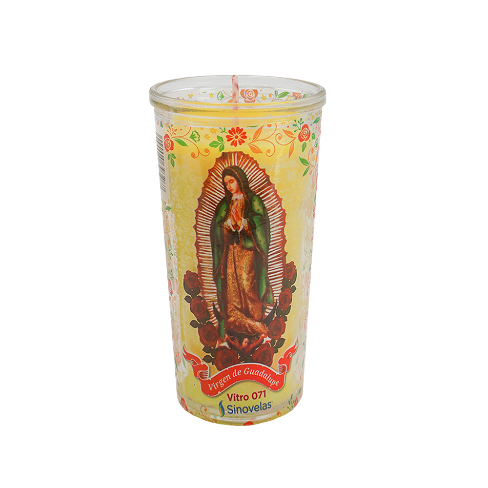 Veladora Vitro 071 Amarilla Virgen de Guadalupe