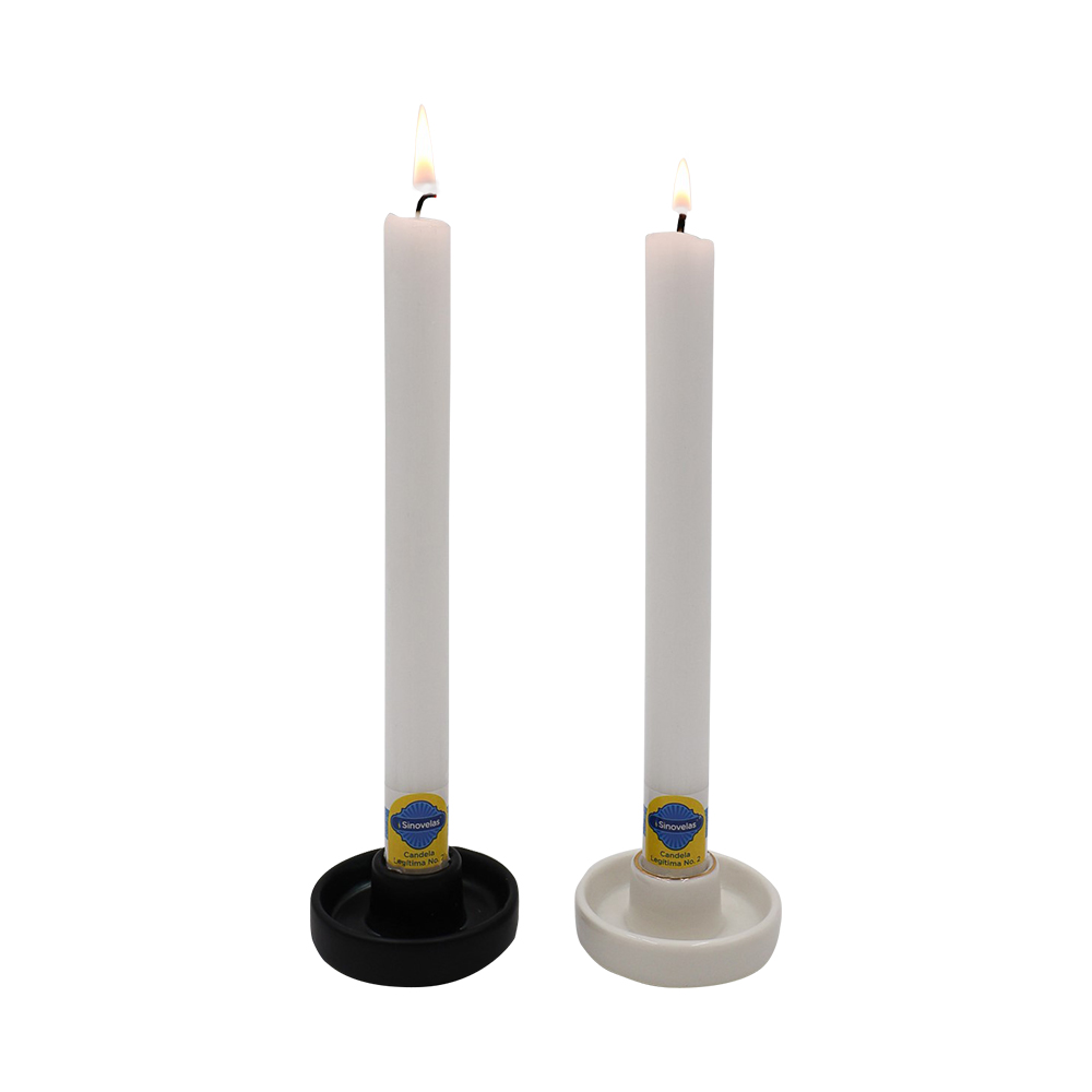 Candelero Plano Peque&ntilde;o blanco linea dorada image number 1