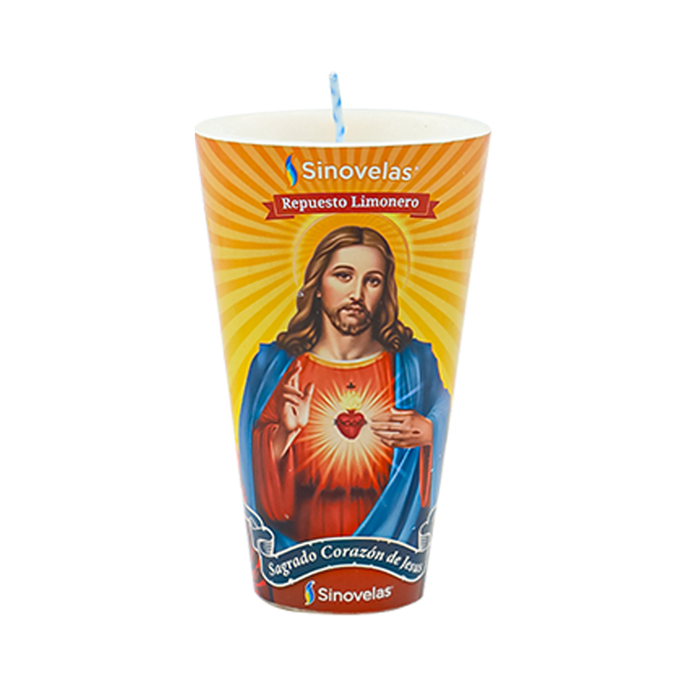 Veladora Repuesto Liso Sagrado Coraz&oacute;n de Jes&uacute;s