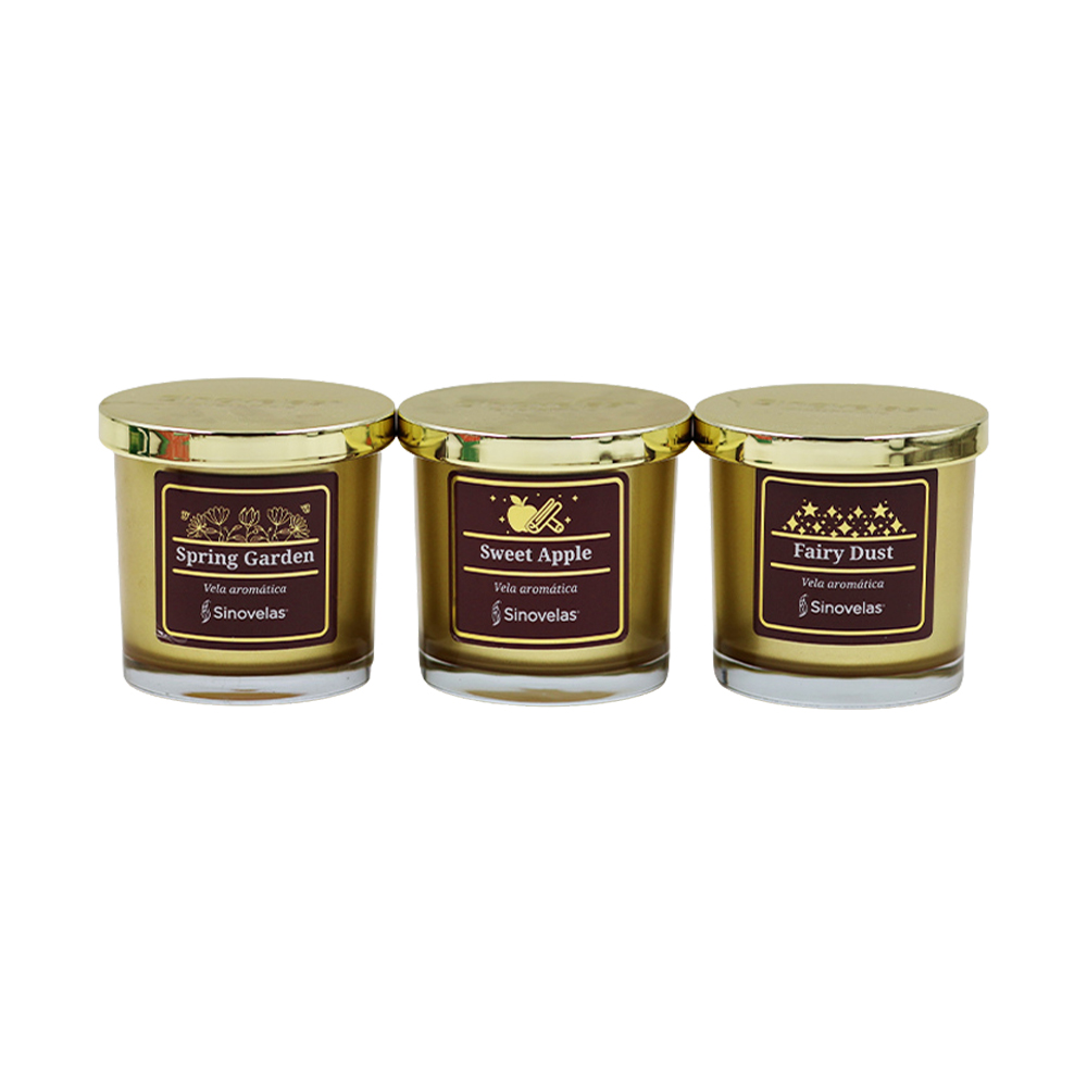 Veladora Sinovelas Tarro 8x8 Tripack Navide&ntilde;o