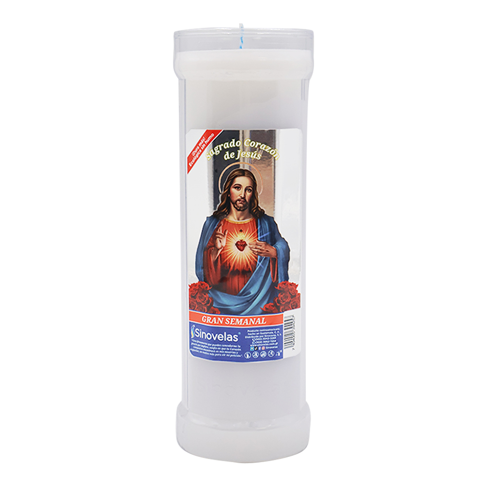 Veladora Gran Semanal Sagrado Coraz&oacute;n de Jes&uacute;s