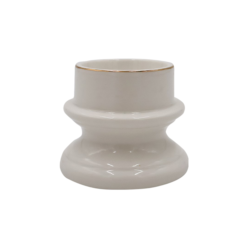 Candelero Tealight Blanco l&iacute;nea dorada