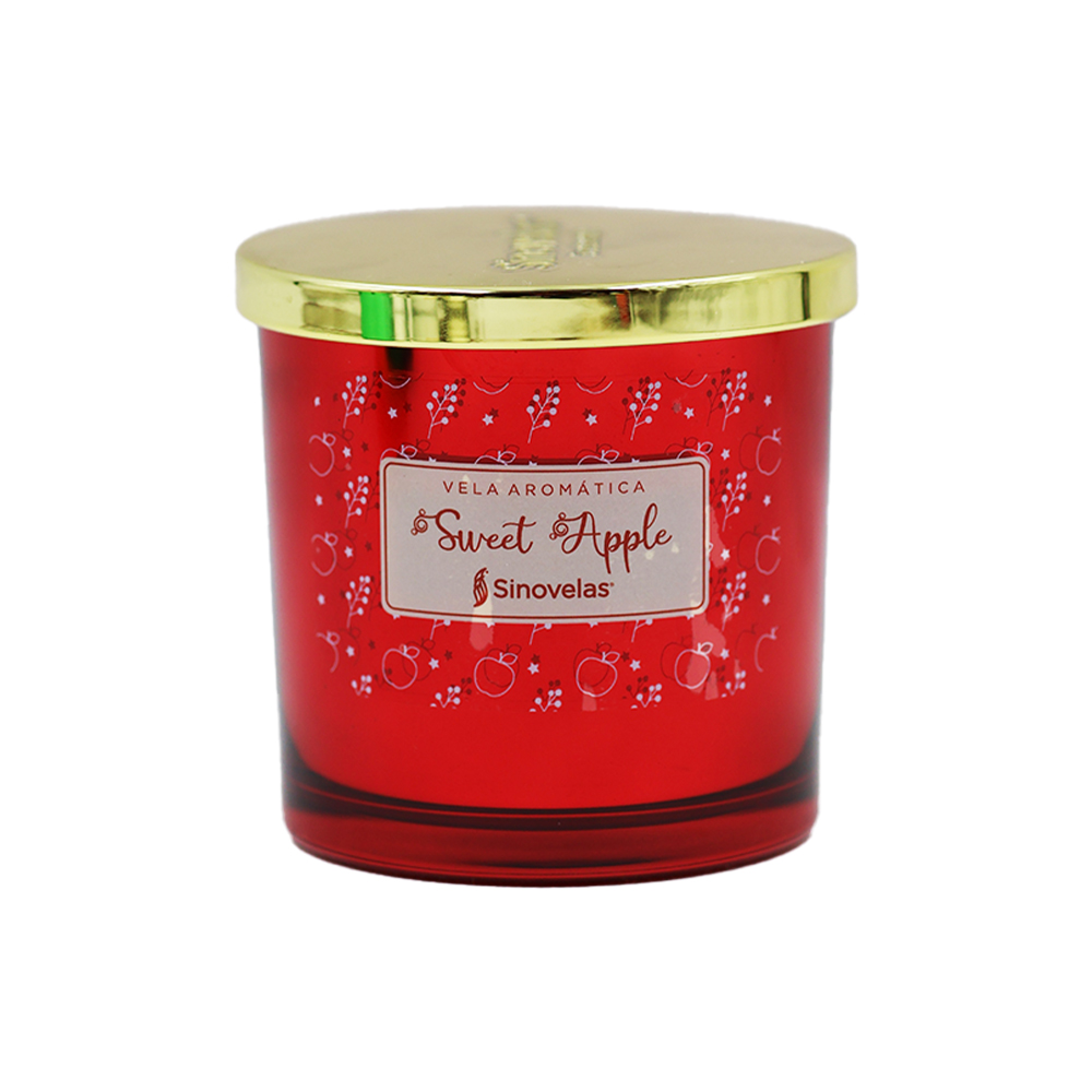 Veladora Tarro Rojo Metalizado Sweet Apple