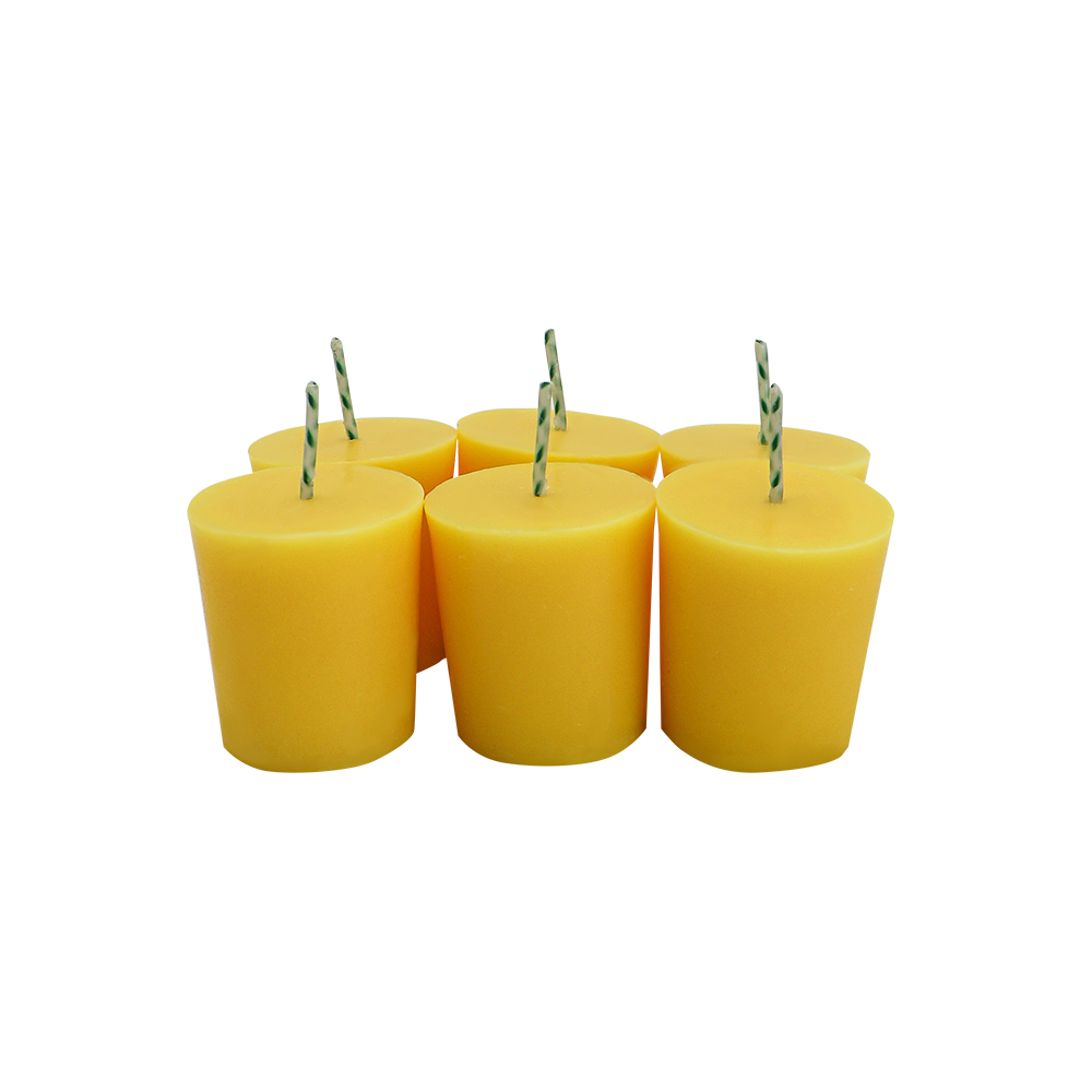 Veladora Mini Pillar Amarillo Citronela. Caja con 6 unidades. image number 1