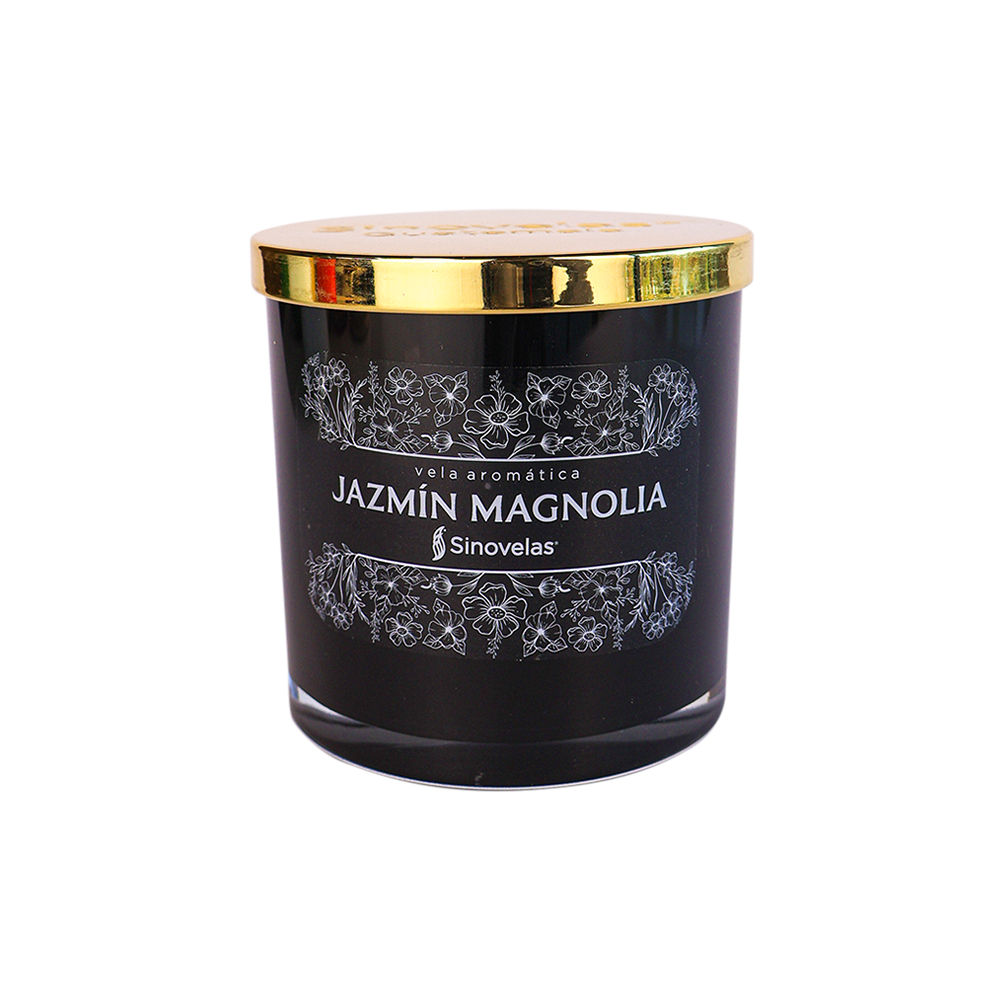 Veladora Tarro Negro Jazmin Magnolia