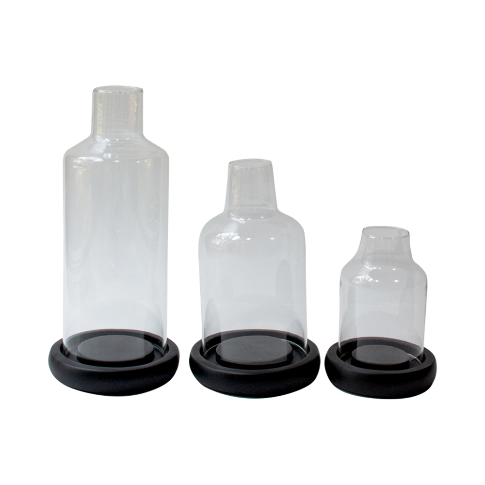 Candelero Cristal Base De Madera Mediano image number 2