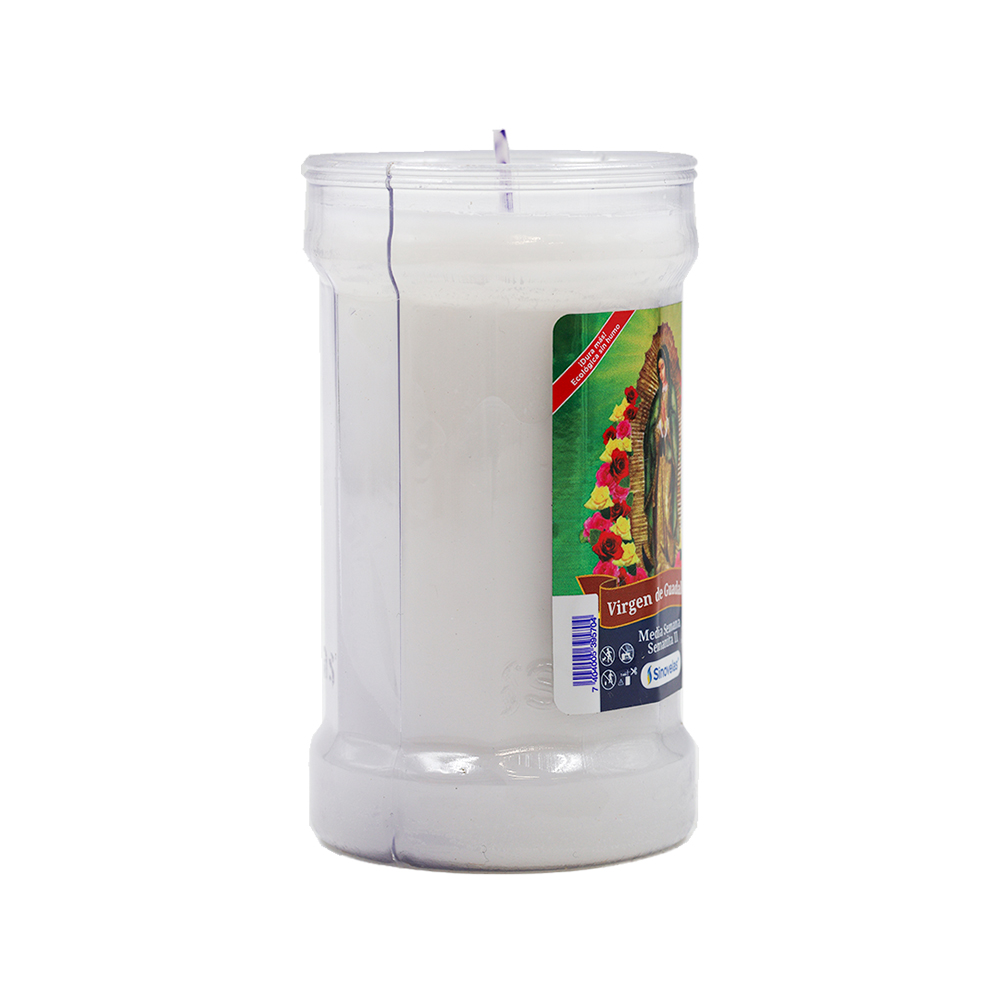 Veladora Semanita 2 Blanco Virgen de Guadalupe image number 1