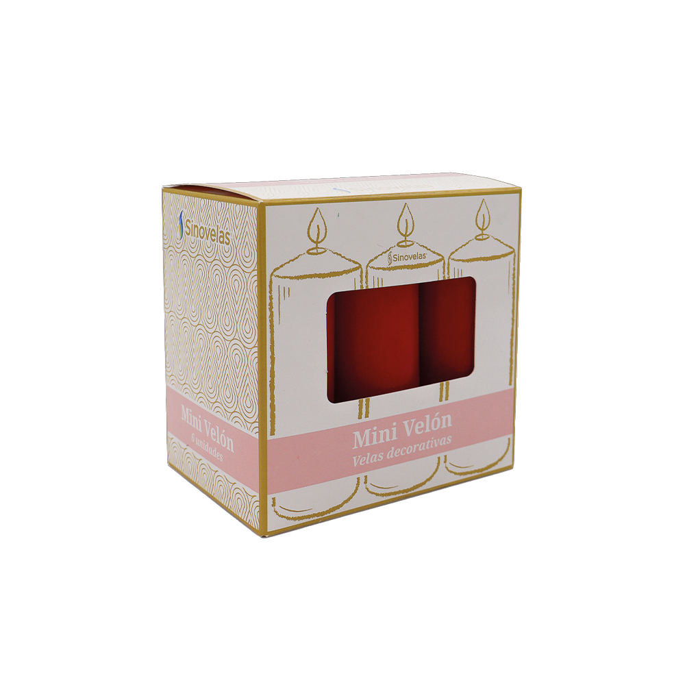Veladora Mini Vel&oacute;n Rojo. Caja con 6 unidades. image number 2