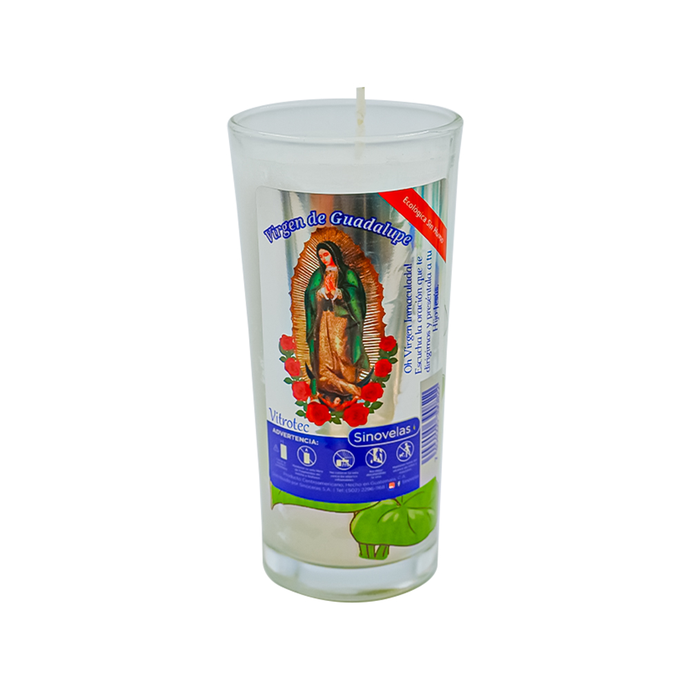 Veladora Vitrotec Virgen de Guadalupe